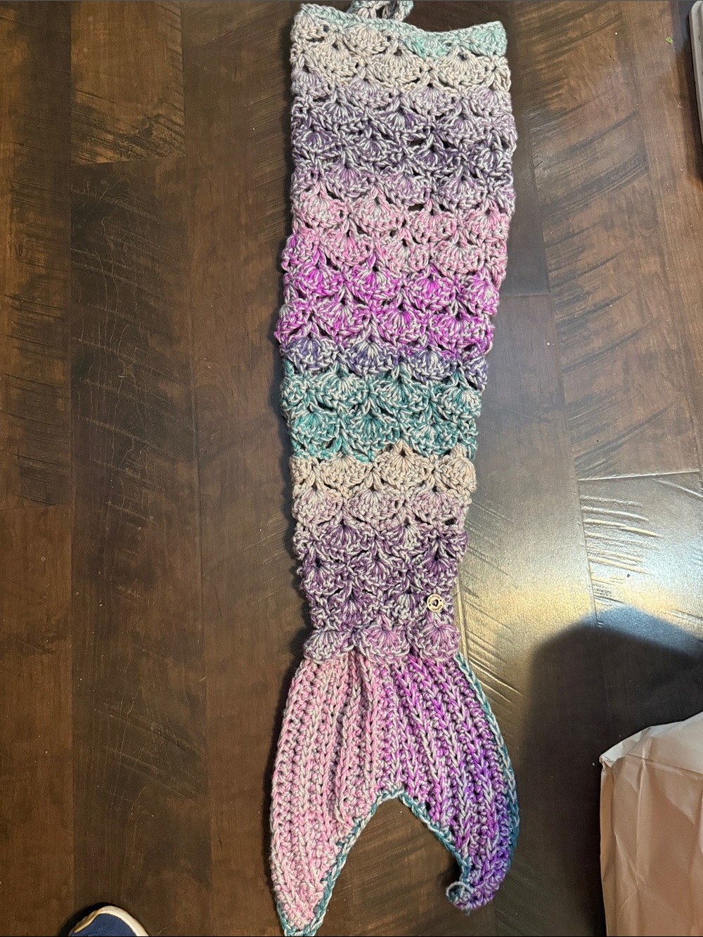 Handmade Crocheted Mermaid Tail Blanket - Pastel Gradient